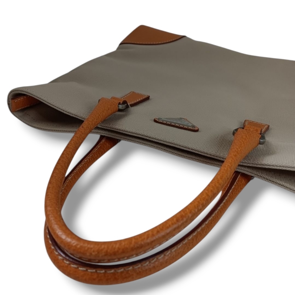Prada Cinghiale Trimmed Y2K Cream Tan Orange Structured Vintage Canapa Tote Bag - Picture 10 of 14